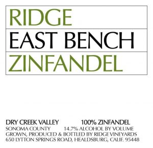 Ridge, East Bench, Zinfandel 2019