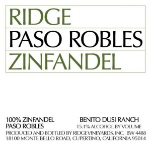 Ridge, Paso Robles, Zinfandel 2019