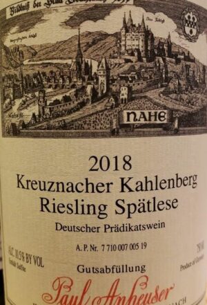 Paul Anheuser Kreuznacher Kahlenberg, Riesling Spatlese 2018