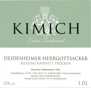 Kimich, Deidesheimer Herrgottsacker, Riseling Kabinett Trocken 2021 (1 Liter Bottle)